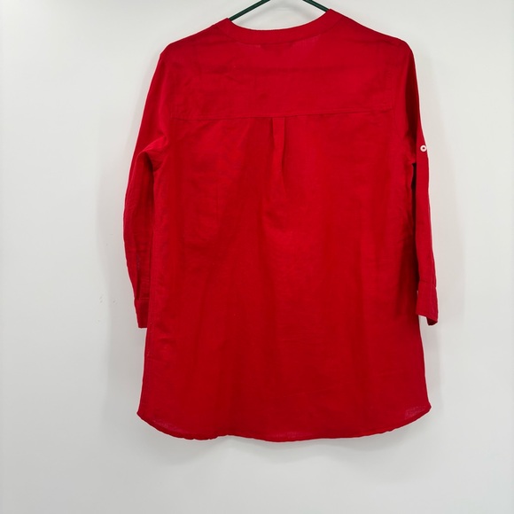 Red 60% Linen, 40% Cotton Top - Picture 7 of 9